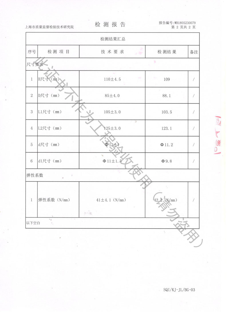 水泵阻尼弹簧减震器检测报告